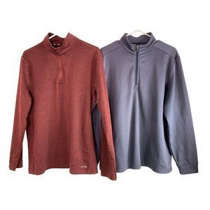 Men’s lot of 2 performance 1/4 Zip tops golf medium 6206 athletic Tek Gear PGA